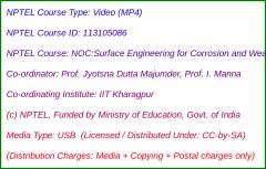 NOC:Surface Engineering for Corrosion and Wear Resistance Application (USB)