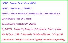 Advanced Metallurgical Thermodynamics (USB)