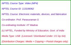 Electronic Materials, Devices and Fabrication (USB)