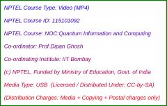 NOC:Quantum Information and Computing (USB)
