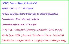 NOC:Introduction to Electromagnetism (USB)