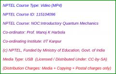 NOC:Introductory Quantum Mechanics (USB)
