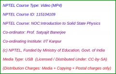 NOC:Introduction to Solid State Physics (USB)