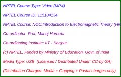 NOC:Introduction to Electromagnetic Theory (Hindi)