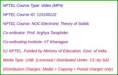 NOC:Electronic Theory of Solids (USB)