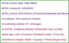 NOC:Physics of Functional Materials and Devices