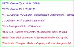 NOC:Solar Photovoltaics Fundamentals, Technology and Applications (USB)