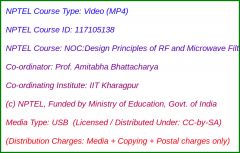 NOC:Design Principles of RF and Microwave Filters and Amplifiers (USB)