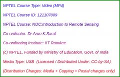 NOC:Introduction to Remote Sensing (USB)