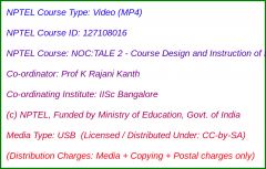 NOC:TALE 2: Course Design and Instruction of Engineering Courses (USB)