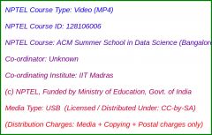 ACM Summer School in Data Science - Bangalore (USB)