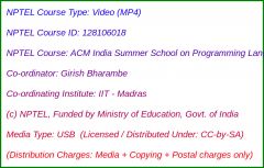 ACM India Summer School on Programming Language Analysis and Optimizations